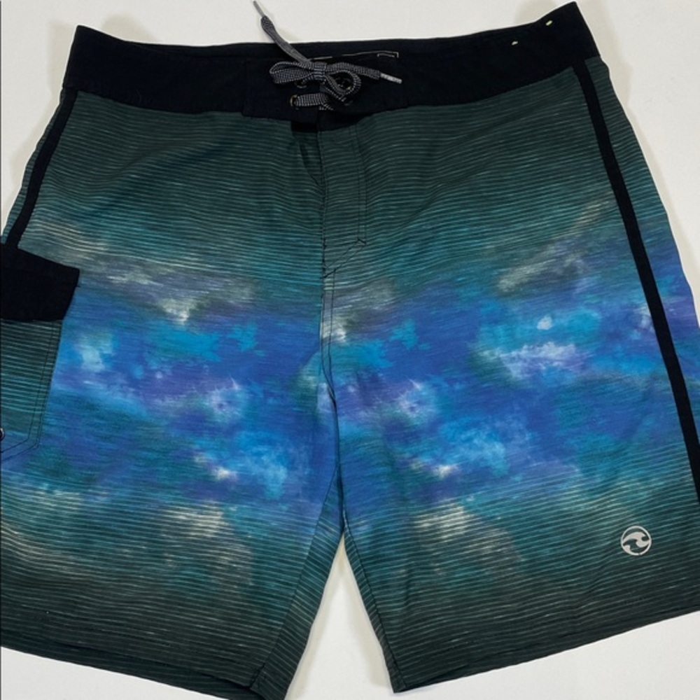 Ocean Current Men’s Size 38 Blue Green Board Shorts Stretch Surf Swim